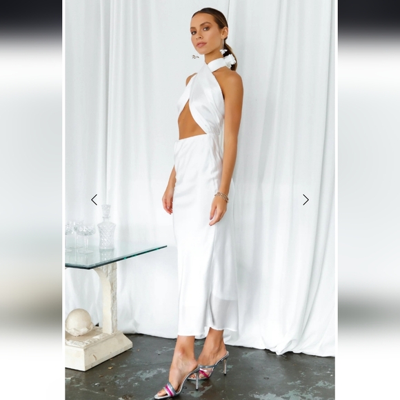 Hello Molly • Nobody's Love Maxi Dress White Satin Dress - Picture 2 of 6